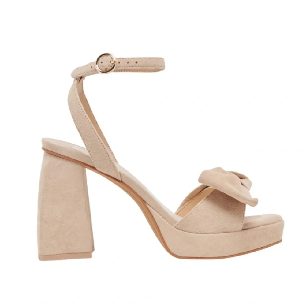 Dolce Vita Pacie Heels Camel Suede Bow Platform Sandals Size 8 $150 Retail